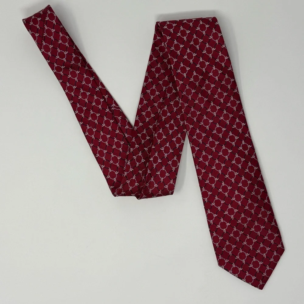 JS Blank & Co Neck Tie, silk. circle, chain, geometric, abstract, preppy, skinny